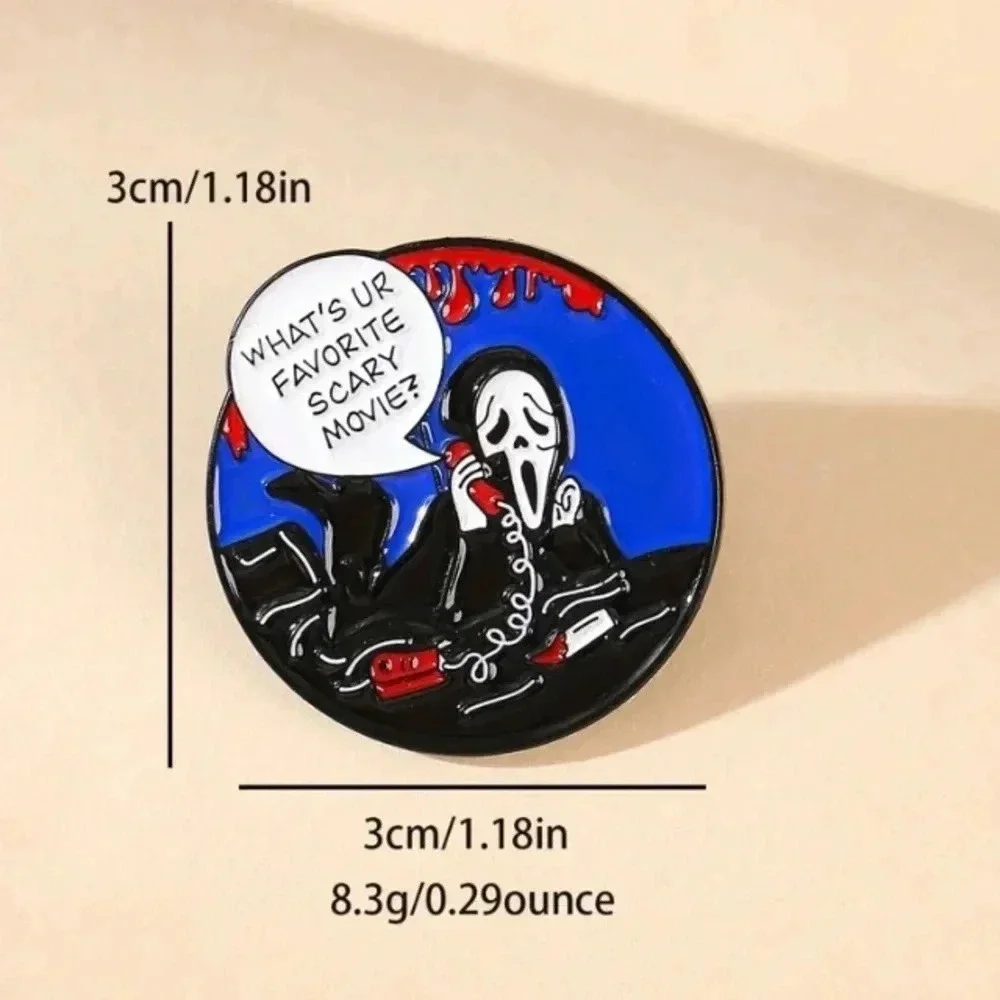 Blue red black white Halloween Ghostface favorite scary movie enamel pin…